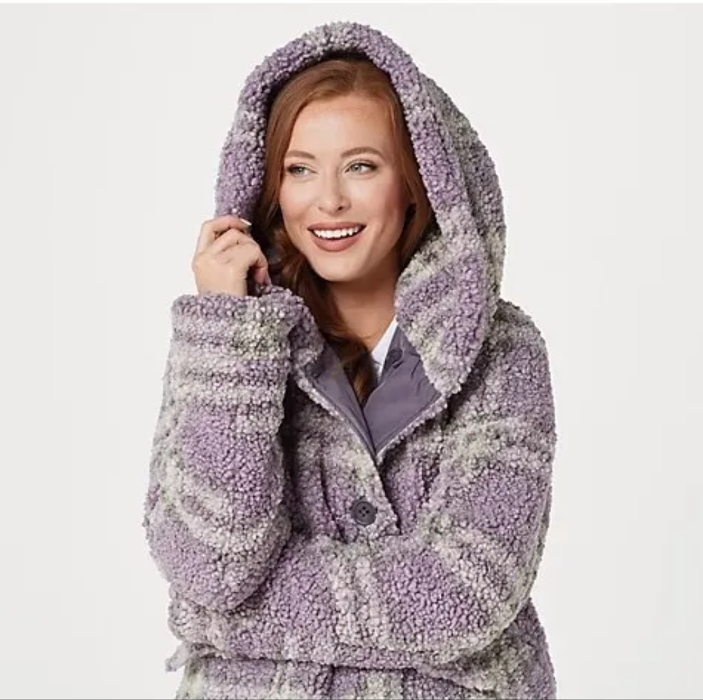 NWOT Centigrade Reversible Plaid Sherpa Jacket Lavendar Women's M Size